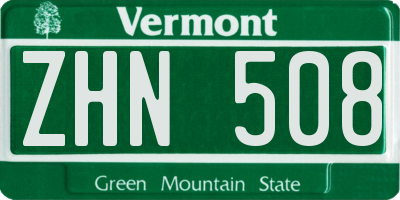 VT license plate ZHN508