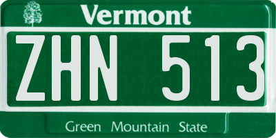 VT license plate ZHN513