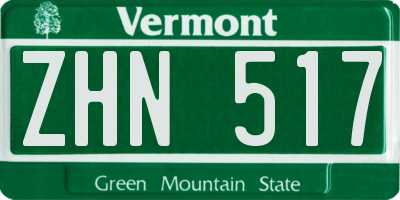 VT license plate ZHN517