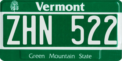 VT license plate ZHN522