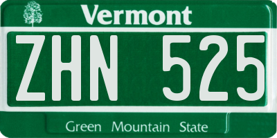 VT license plate ZHN525