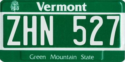 VT license plate ZHN527