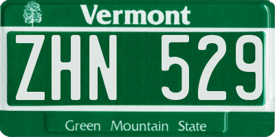 VT license plate ZHN529