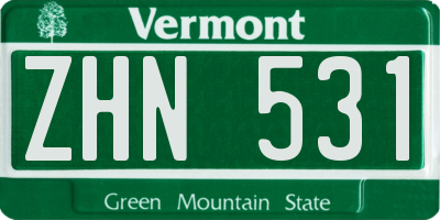 VT license plate ZHN531