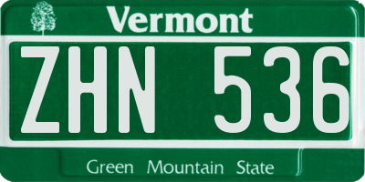 VT license plate ZHN536