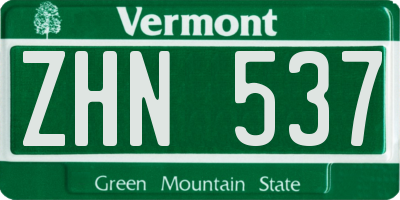VT license plate ZHN537