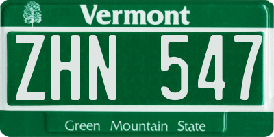 VT license plate ZHN547