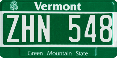 VT license plate ZHN548