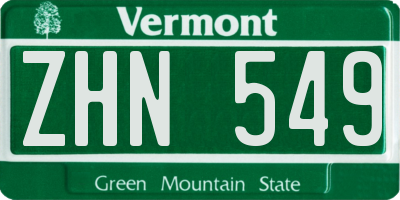 VT license plate ZHN549
