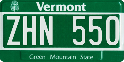 VT license plate ZHN550