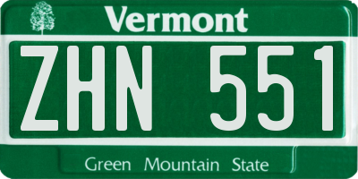 VT license plate ZHN551