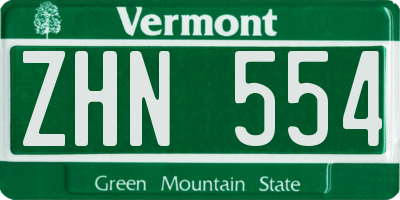 VT license plate ZHN554