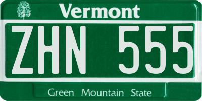 VT license plate ZHN555