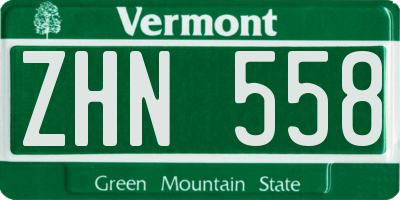 VT license plate ZHN558