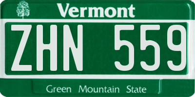 VT license plate ZHN559