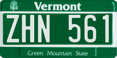 VT license plate ZHN561