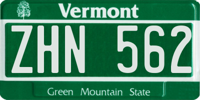 VT license plate ZHN562