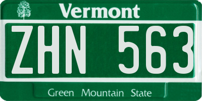 VT license plate ZHN563