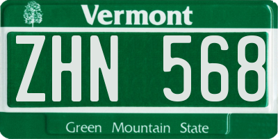 VT license plate ZHN568