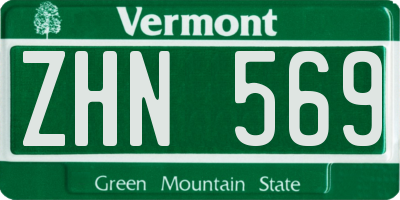 VT license plate ZHN569