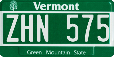 VT license plate ZHN575
