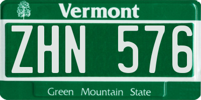 VT license plate ZHN576