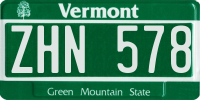 VT license plate ZHN578