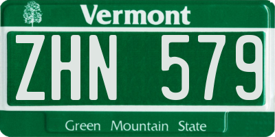 VT license plate ZHN579