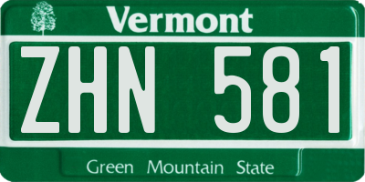 VT license plate ZHN581
