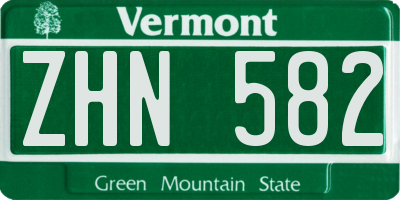 VT license plate ZHN582