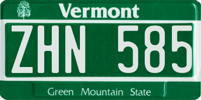 VT license plate ZHN585