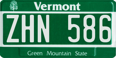 VT license plate ZHN586