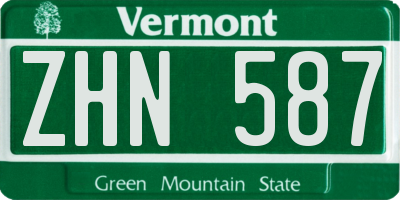 VT license plate ZHN587
