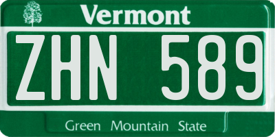 VT license plate ZHN589
