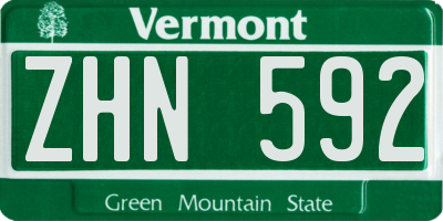 VT license plate ZHN592