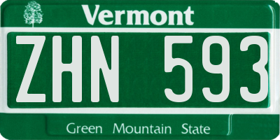 VT license plate ZHN593