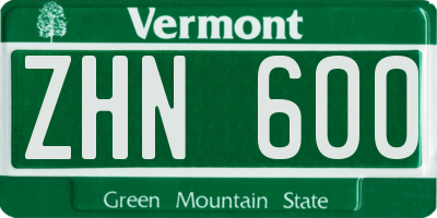 VT license plate ZHN600