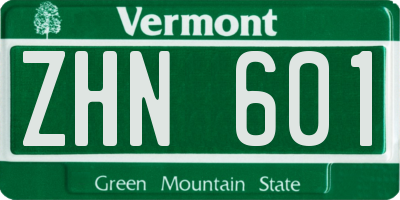 VT license plate ZHN601