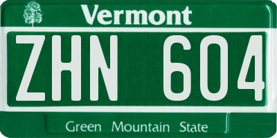 VT license plate ZHN604