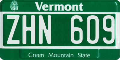 VT license plate ZHN609