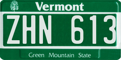 VT license plate ZHN613