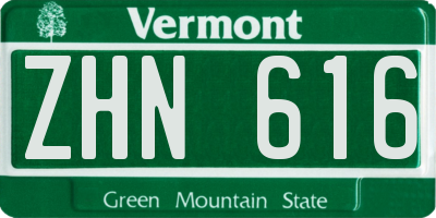 VT license plate ZHN616