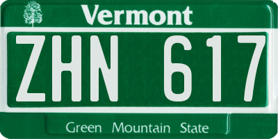 VT license plate ZHN617