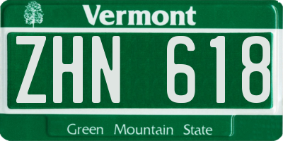 VT license plate ZHN618