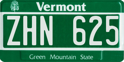 VT license plate ZHN625