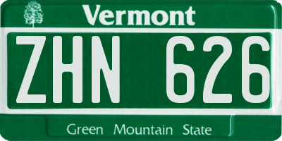 VT license plate ZHN626