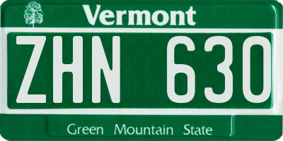 VT license plate ZHN630