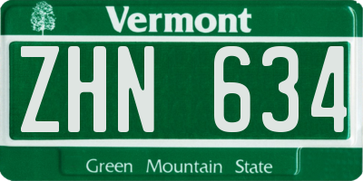 VT license plate ZHN634