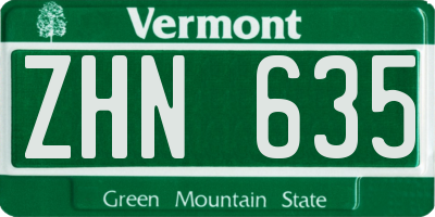 VT license plate ZHN635