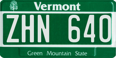 VT license plate ZHN640
